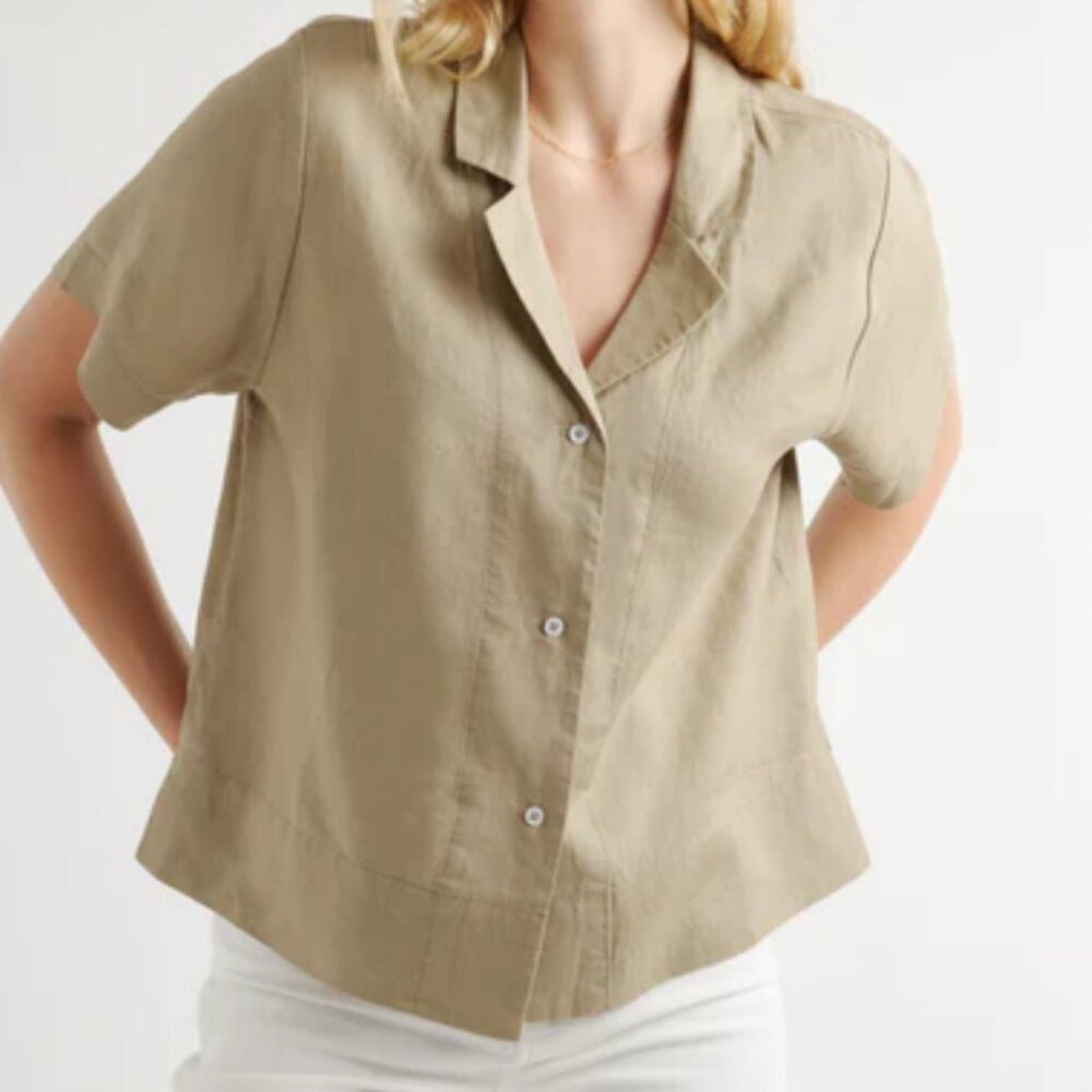 QUINCE 100% European Linen Short Sleeve Shirt, XS